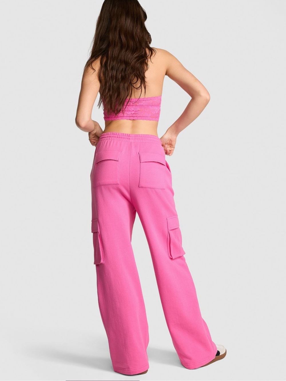 VS PINK CAMPUS FLEECE WIDE LEG CARGO SWEATPANTS LARGE NIP - Picture 2 of 7